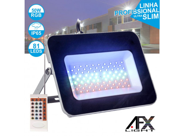 Afx Light Foco LED 50W 220v C/Comando RGB IP65 Afx Light Foco LED 50W 220v C/Comando RGB IP65